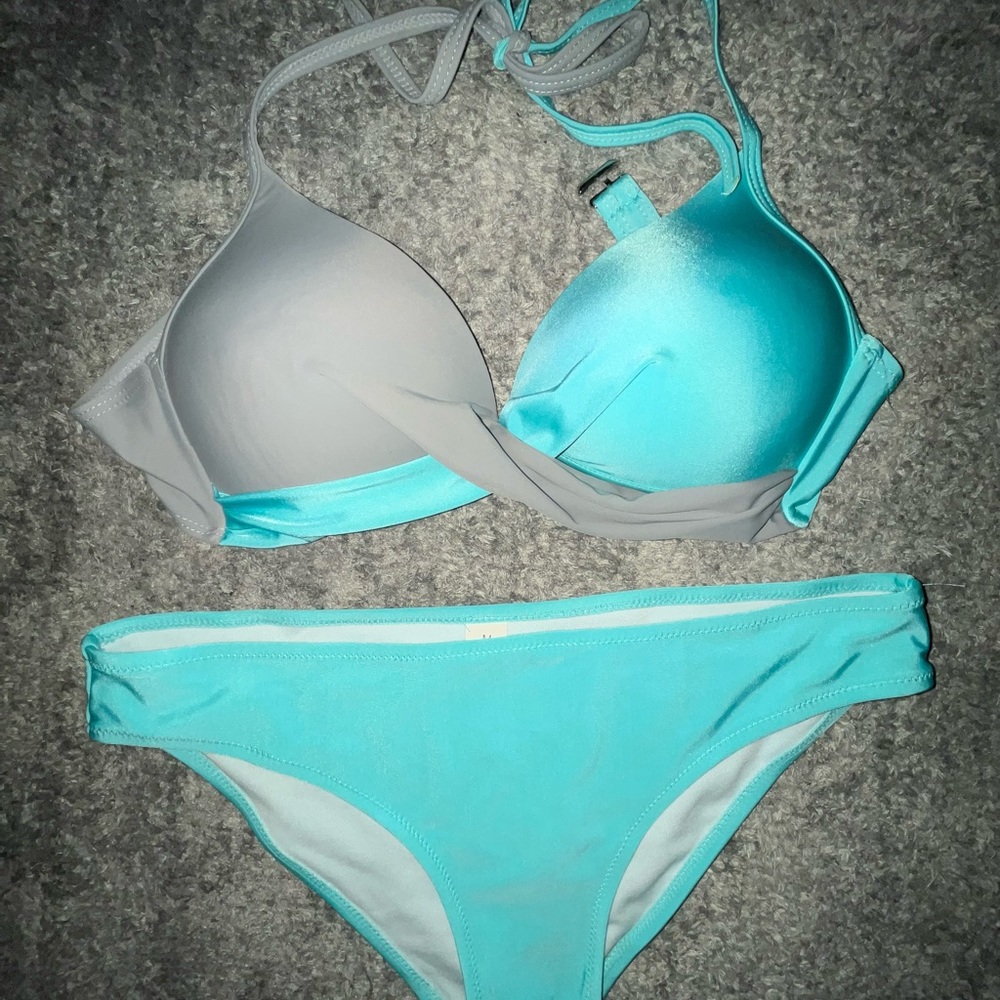 Two piece bikini. Womens Medium, C cup bra with padding and push-up.